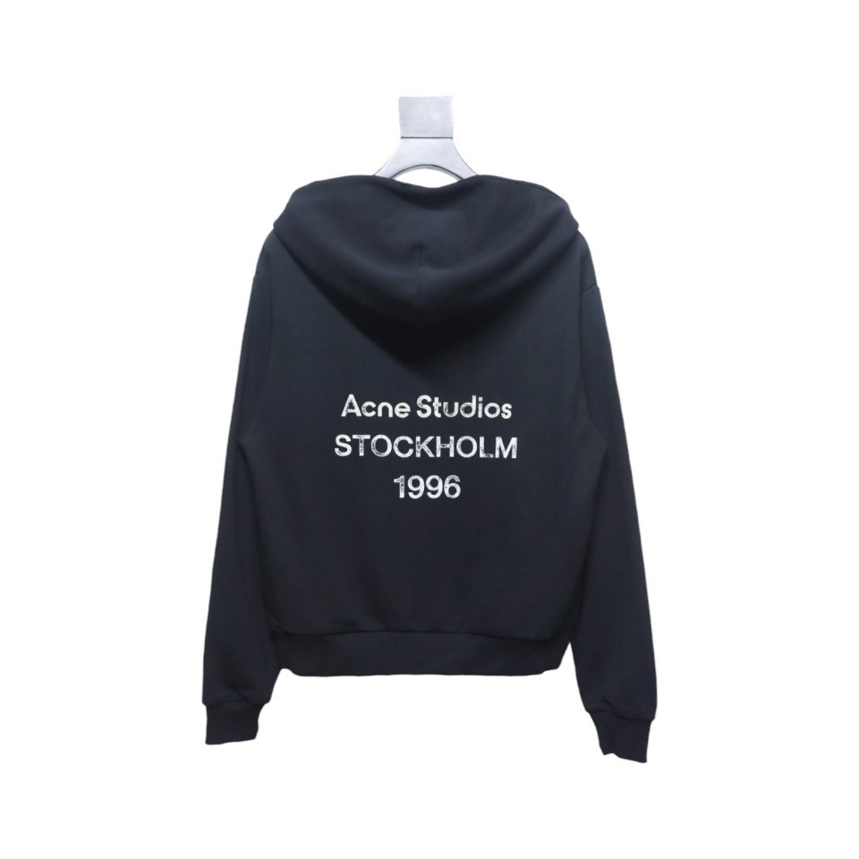 Top Quality Acne Studio Washed Distressed Hoodie (Black)