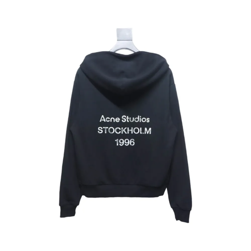 Top Quality Acne Studio Washed Distressed Hoodie (Black)