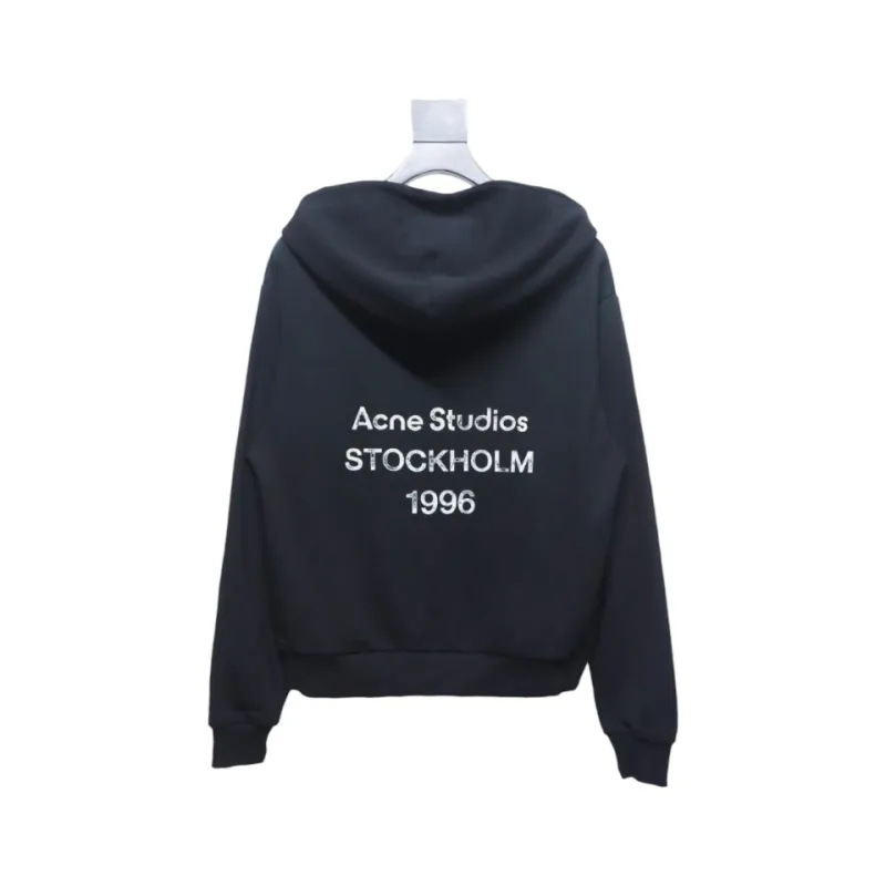 Top Quality Acne Studio Washed Distressed Hoodie (Black)