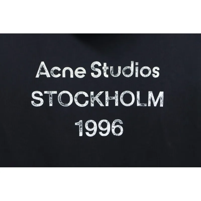 Top Quality Acne Studio Washed Distressed Hoodie (Black)