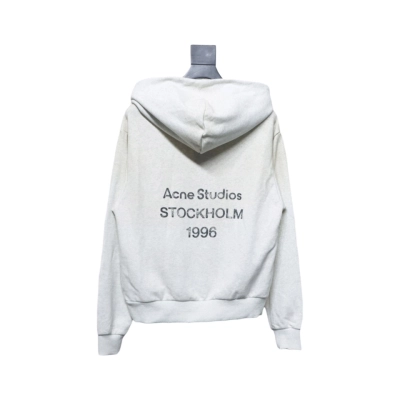 Top Quality Acne Studio Washed Distressed Hoodie (White) 02