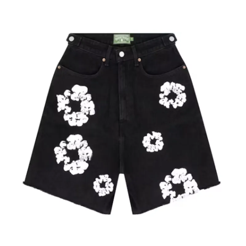 Top Quality Denim Tears Cotton Wreath Jean Short Black