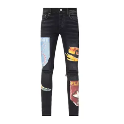 Top Quality AMIRI Playboy Magazine Skinny Jean Aged Black 01