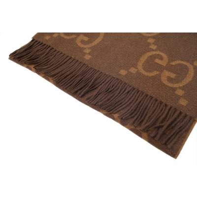Gucci Large G Suede Fringe Scarf in Brown 02