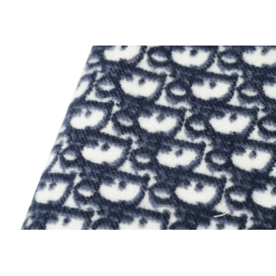 Dior Full Print Suede Fringe Scarf in Blue 02
