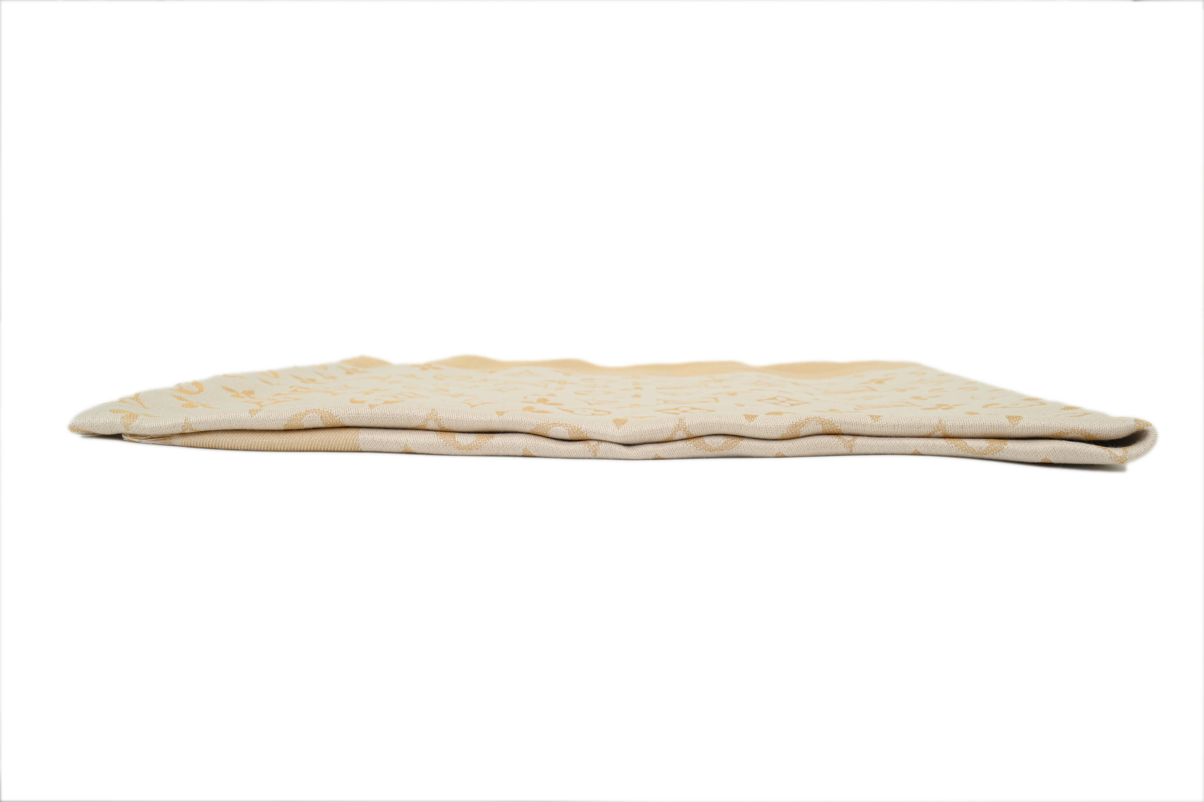 Louis Vuitton Full Print Wool Fringe Scarf in Khaki