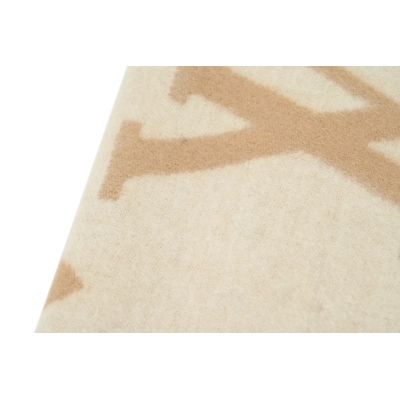 Louis Vuitton Large Print Suede Fringe Scarf in Khaki 02