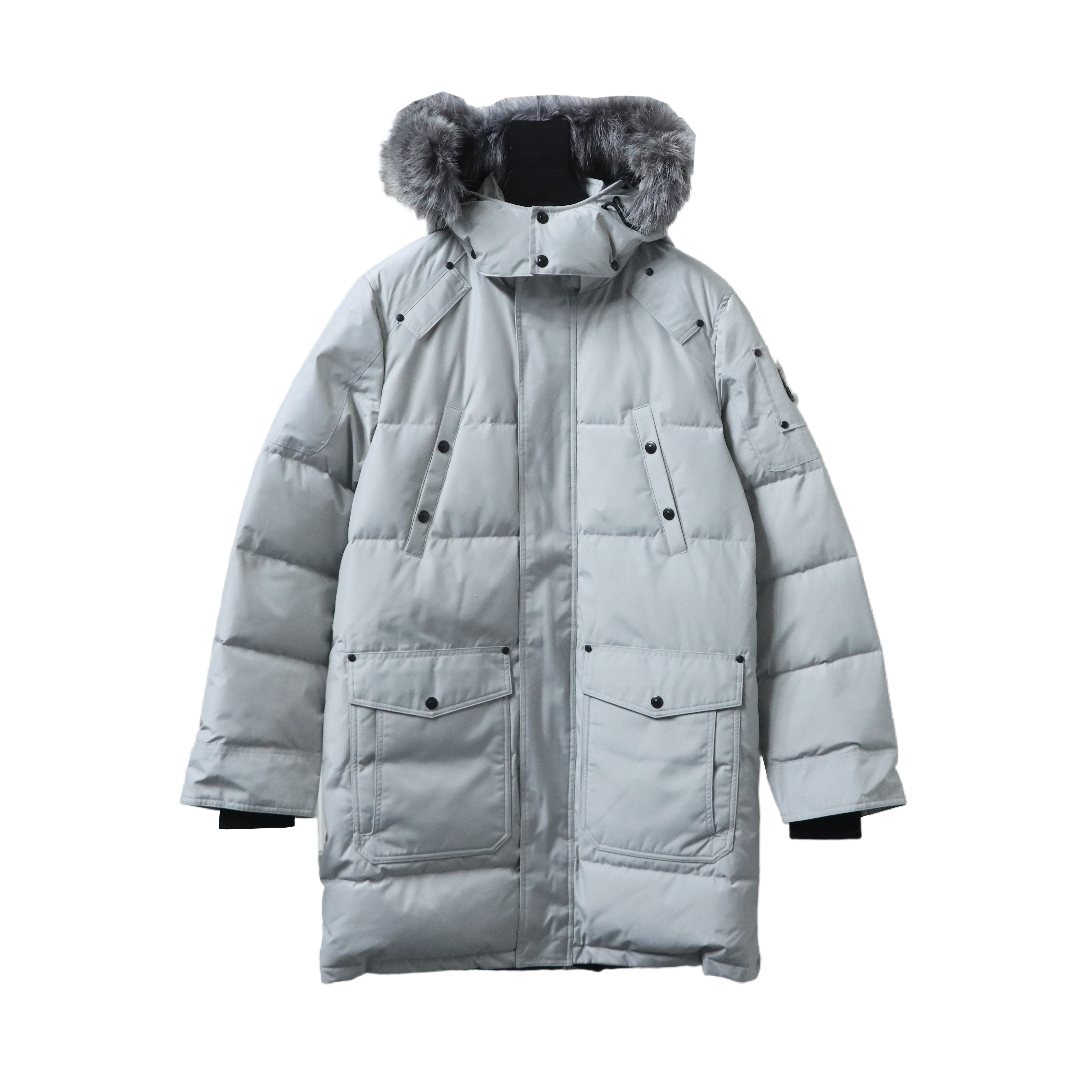 Top Quality Moose Knuckles Classic Long Down Jacket Grey