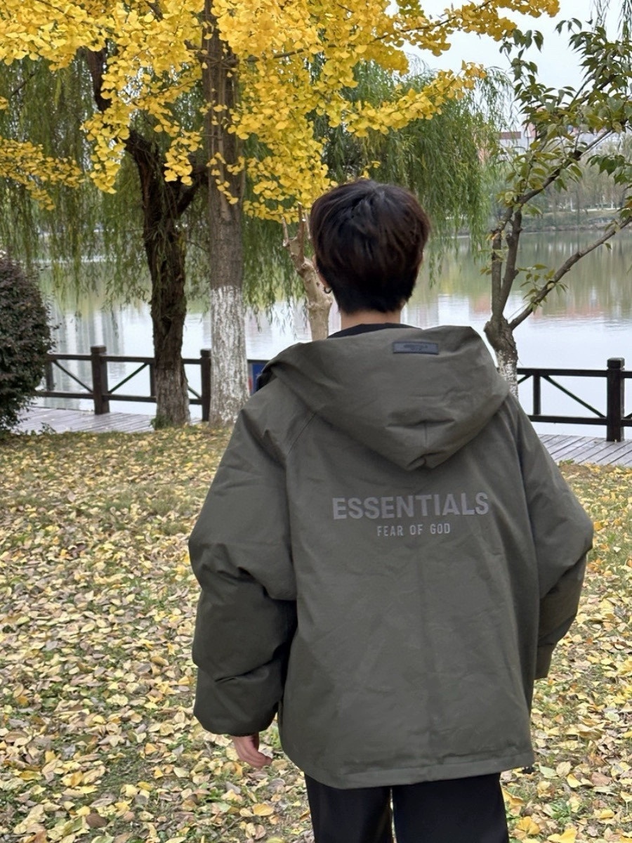 Top Quality Fear of God Reverse-Stitch Letter Hooded Jacket Black