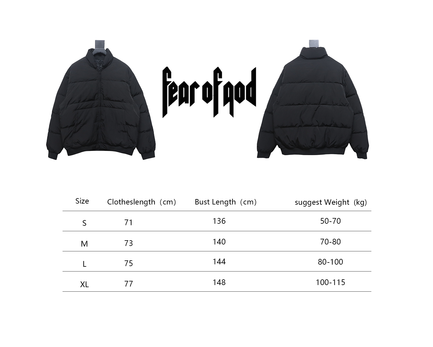 Top Quality Fear of God Stand-Collar Down Jacket Black