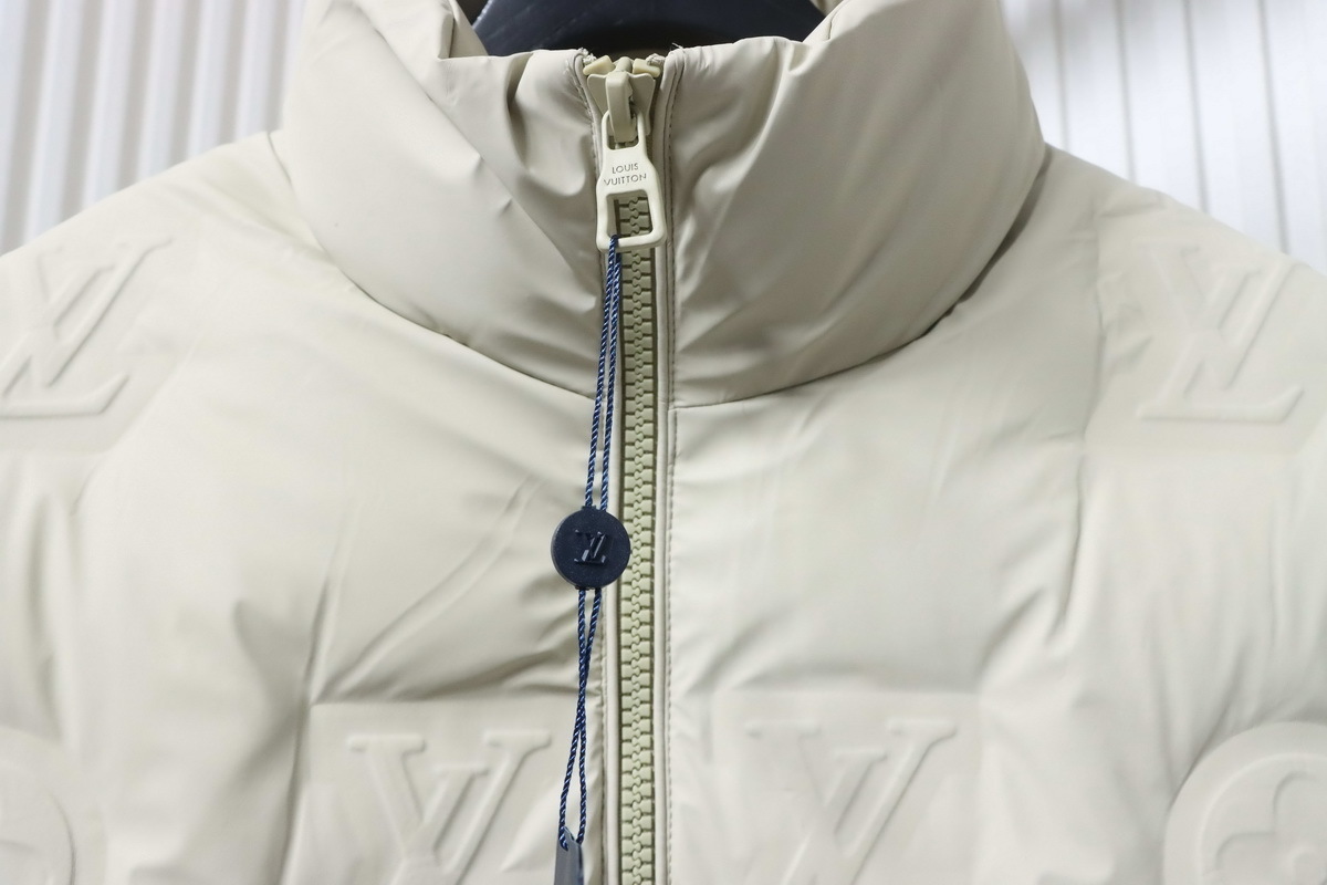 Top Quality     Louis Vuitton Embossed Zip Down Jacket White