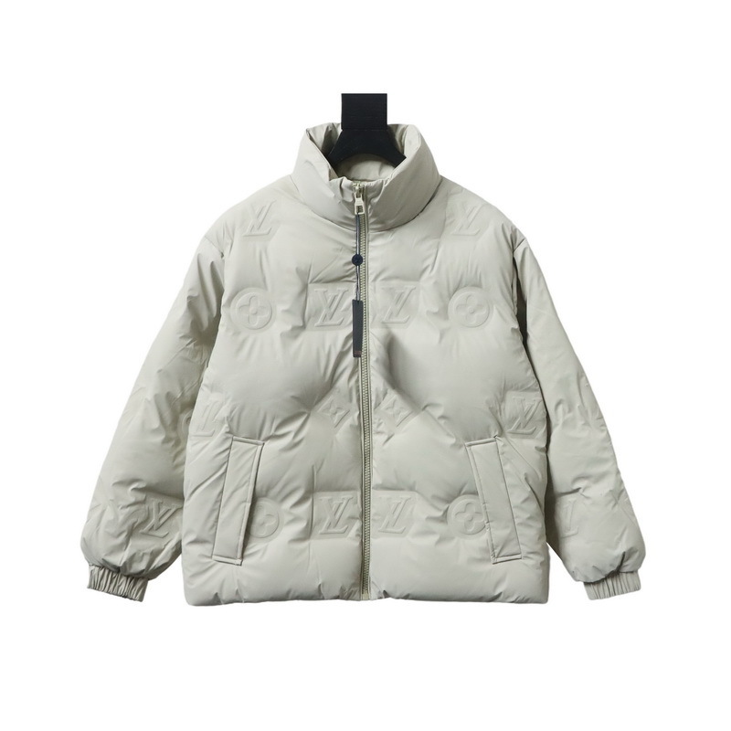 Top Quality     Louis Vuitton Embossed Zip Down Jacket White