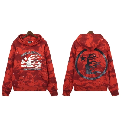 Top Quality Hellstar Sports Tie-Dye Skull Hoodie Red 01