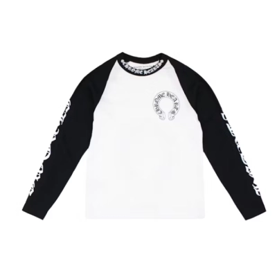Top Quality Chrome Hearts Horseshoe Baseball Shirt White/Black 01