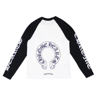 Top Quality Chrome Hearts Horseshoe Baseball Shirt White/Black 02