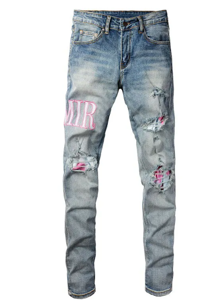 Top Quality AMIRI Pink ripped jeans