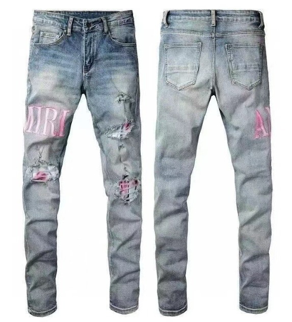 Top Quality AMIRI Pink ripped jeans