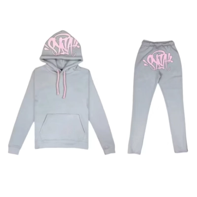 Top Quality Syna Syna Logo Tracksuit Grey/Pink 01