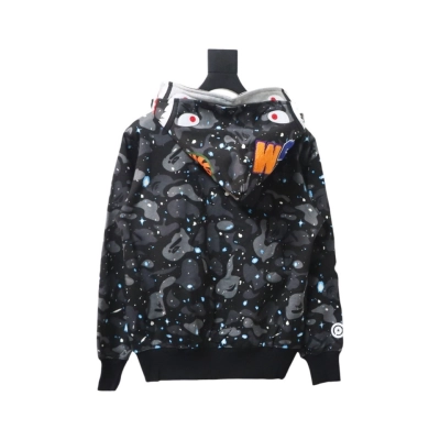 Top Quality BAPE Space Camo Shark WGM Full-Zip Hoodie Black 01