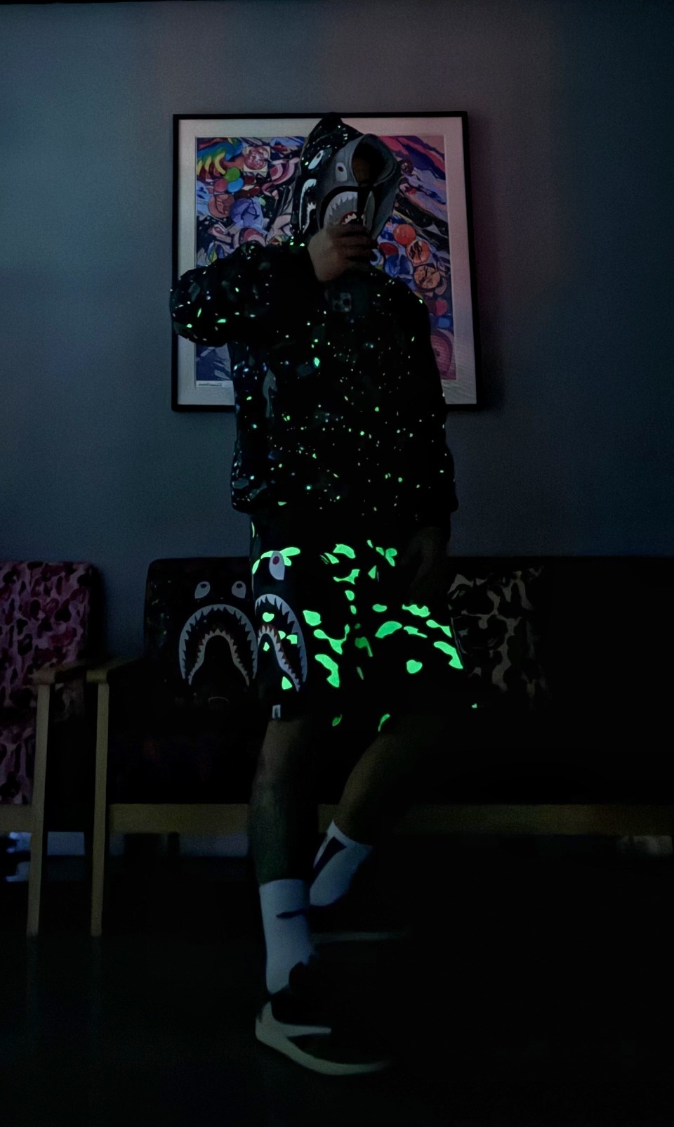 Top Quality BAPE Space Camo Shark WGM Full-Zip Hoodie Black