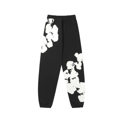 Top Quality Denim Tears Big Cotton Wreath Sweatpants Black 02