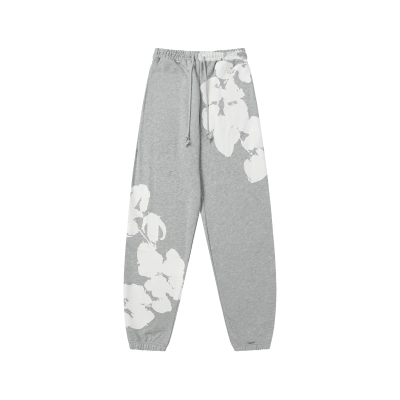 Top Quality Denim Tears Big Cotton Wreath Sweatpants Grey 01