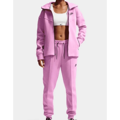 Nike Sportswear Tech Fleece Windrunner Full-Zip Hoodie & Joggers Set Pink 01