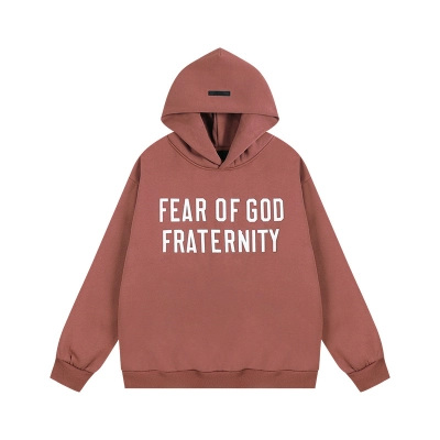 Top Quality Fear of God Essentials Heavy Fleece Hoodie Crimson 01