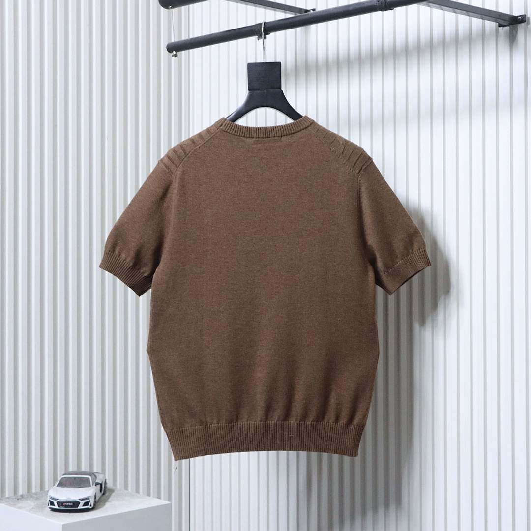      Loro Piana Cable-Knit Cotton Polo Shirt Dark Brown