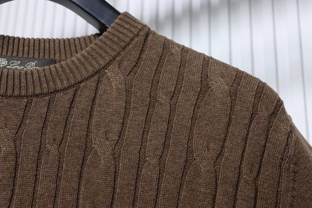       Loro Piana Cable-Knit Cotton Polo Shirt Dark Brown