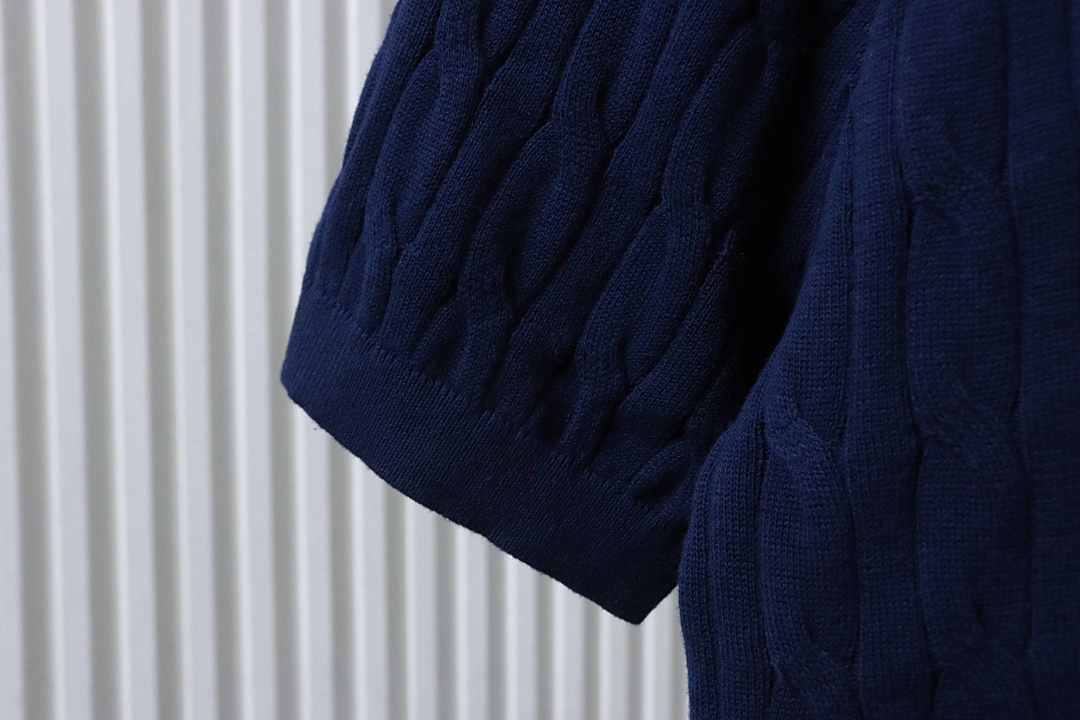 Top Quality      Loro Piana Cable-Knit Cotton Polo Shirt Blue
