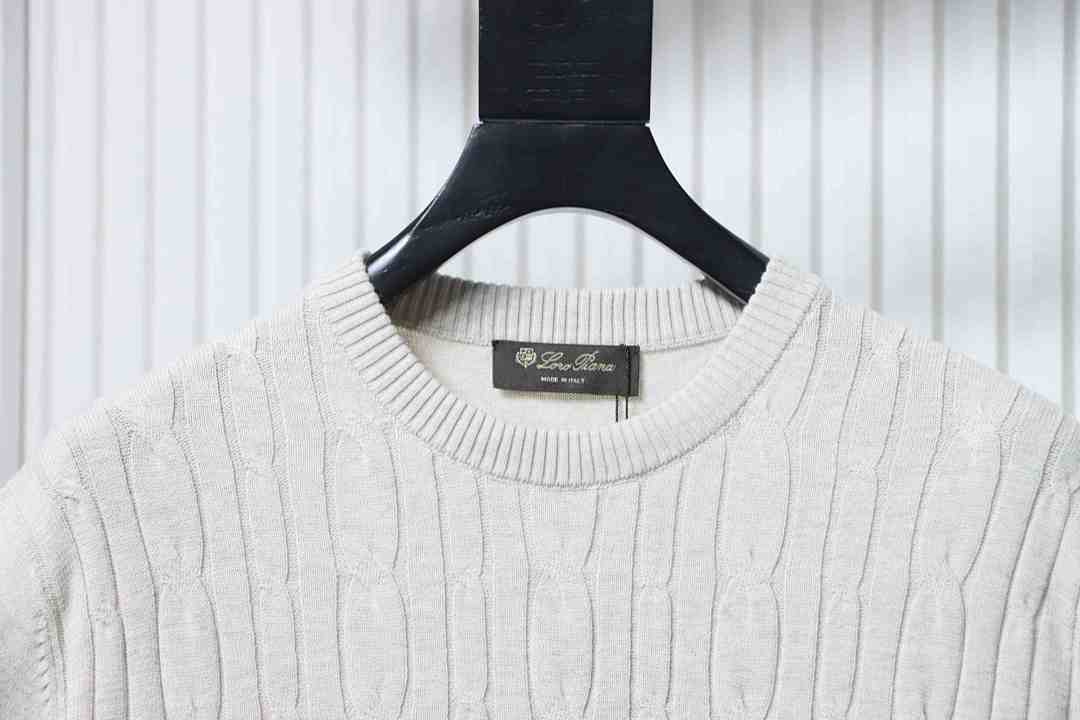 Top Quality      Loro Piana Cable-Knit Cotton Polo Shirt White
