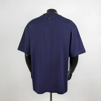 Top Quality Louis Vuitton Embroidered T-Shirt Navy 6002 02