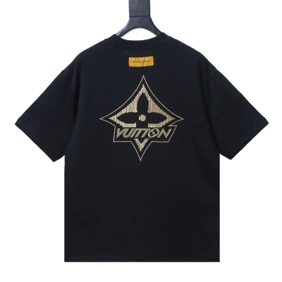 Top Quality Louis Vuitton Monogram Flower 3D Gradient Print T-Shirt Black 02