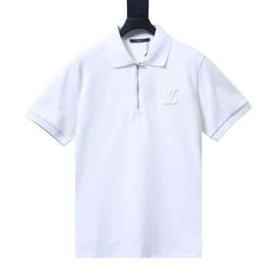 Top Quality Louis Vuitton Zip-up  Polo Shirt White 01