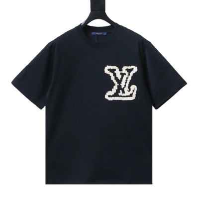 Top Quality Louis Vuitton Letter T-shirt Black 01