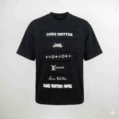 Top Quality Louis Vuitton Classic Black T-shirt 6027 01