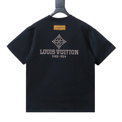 Top Quality     Louis Vuitton Colourful Embroidered T-shirt Black 02