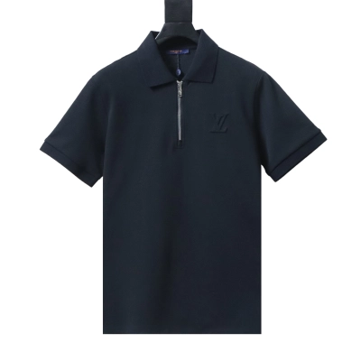 Top Quality Louis Vuitton Zip-up  Polo Shirt Black 01