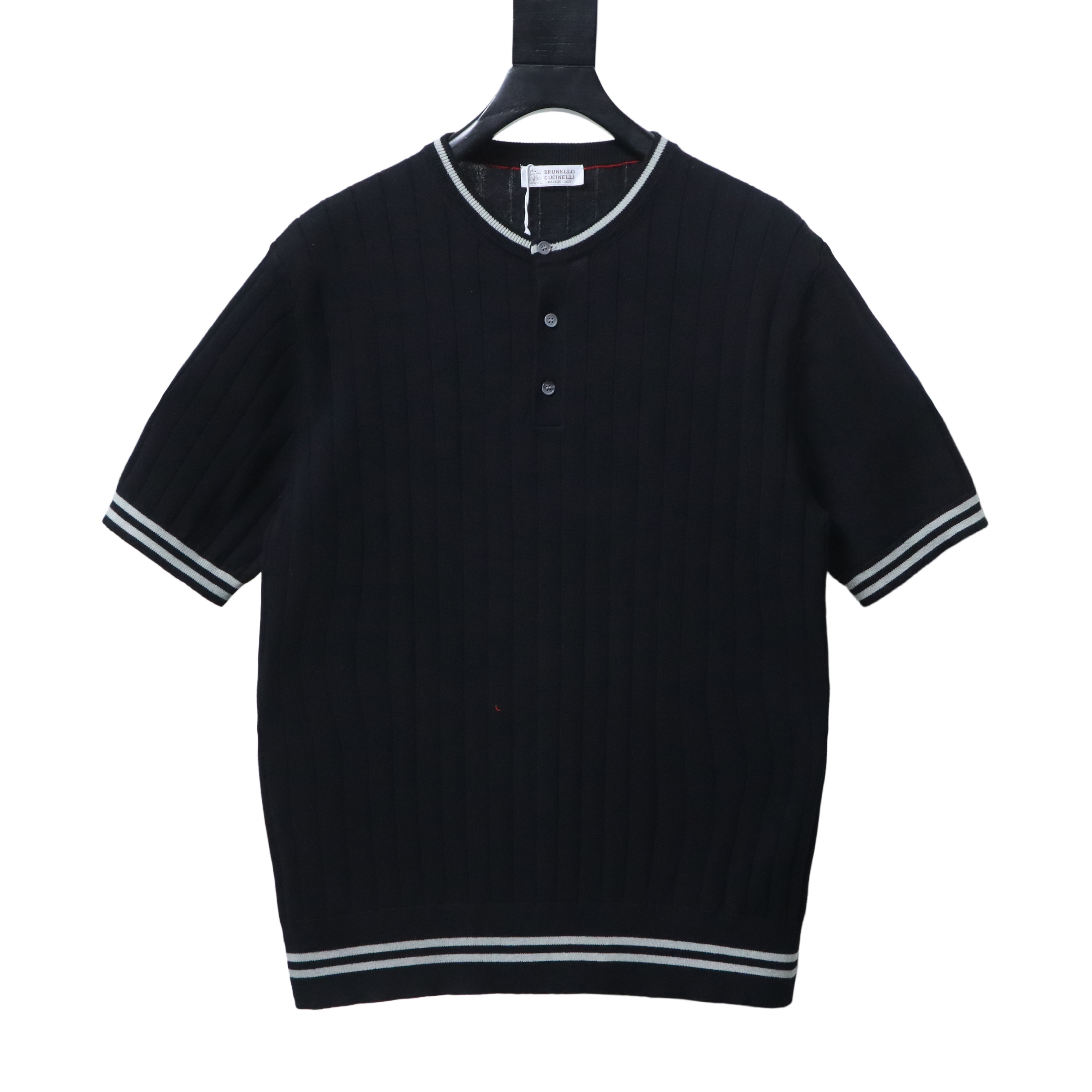    Brunello Cucinelli Henley collar T-shirt Black
