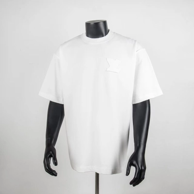 Top Quality     Louis Vuitton Embellished Signature T-Shirt White 6019 01