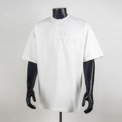 Top Quality     Louis Vuitton Embossed T-Shirt White 6011 01