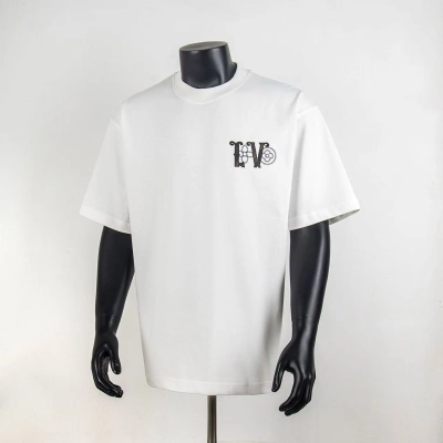 Top Quality     Louis Vuitton Embossed T-Shirt White 6017 01