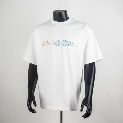 Top Quality     Louis Vuitton Embossed T-Shirt White 6018 01