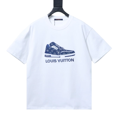 Top Quality     Louis Vuitton Embroidered Trainers T-Shirt White 01