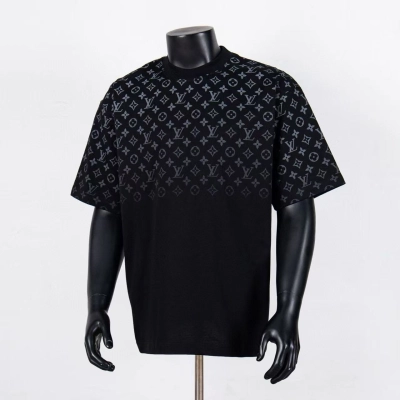 Top Quality     Louis Vuitton Gradient Cotton T-shirt Black 6028 01