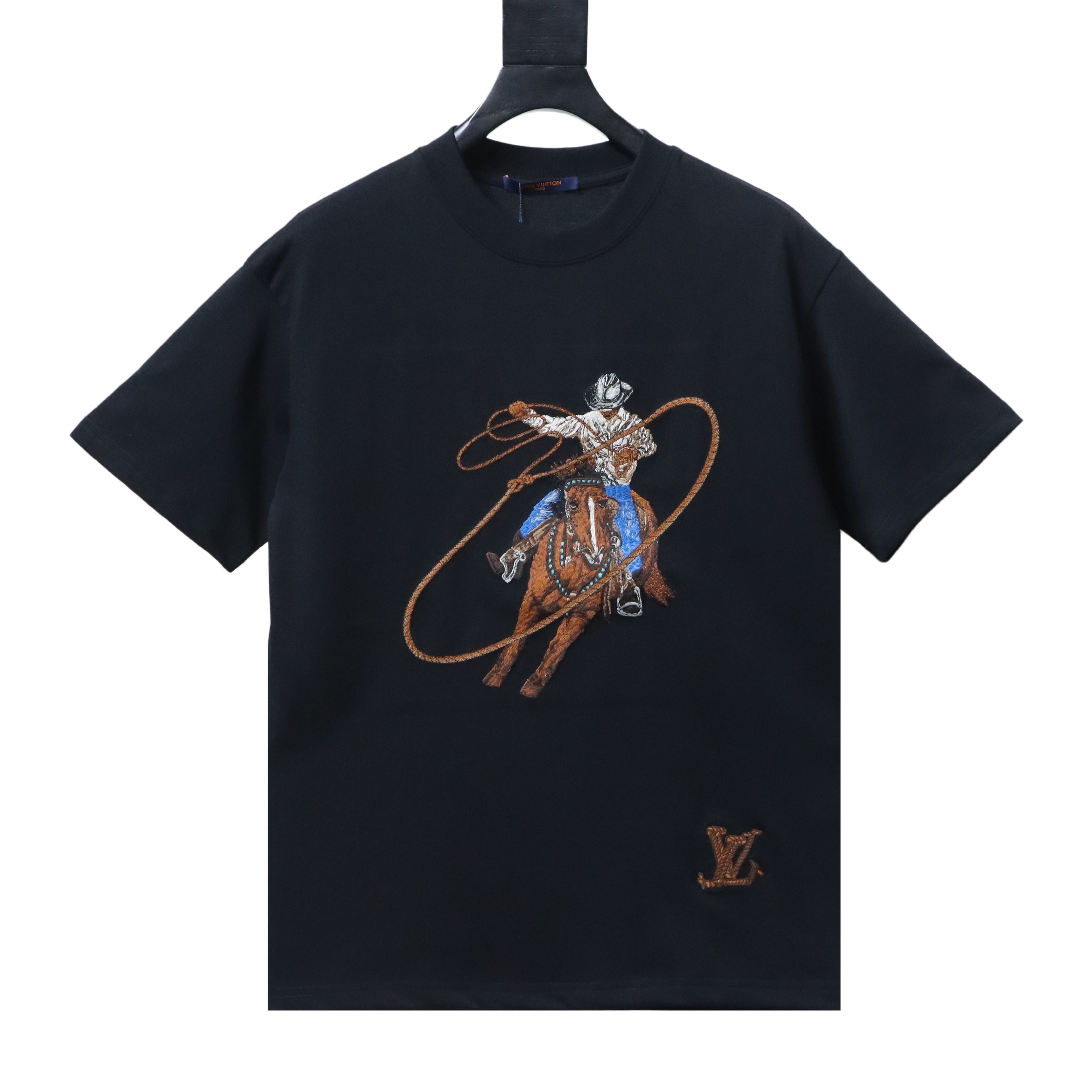     Louis Vuitton Graphic Embroidered Cotton T-Shirt Black