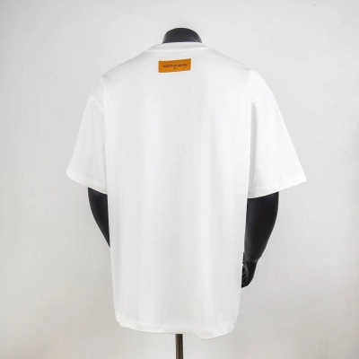 Top Quality     Louis Vuitton Printed Signature T-shirt White 6008 02