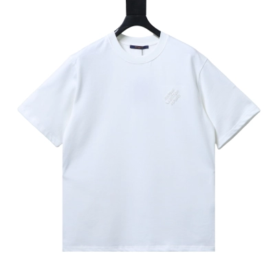 Top Quality     Louis Vuitton Signature Embroidery T-Shirt White 01