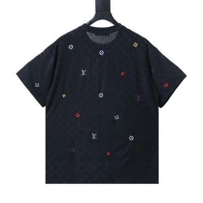 Top Quality     Louis Vuitton Colourful Embroidery T-Shirt Black 02
